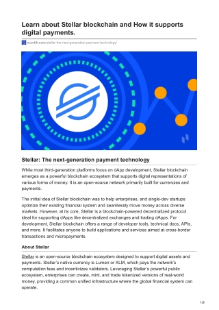 scortik.com-Learn about Stellar blockchain and How it supports digital payments