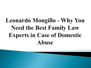 Leonardo Mongillo - Why You Need Best Family Law Experts in Case Domestic Abuse