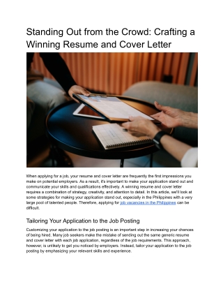 Standing Out from the Crowd_ Crafting a Winning Resume and Cover Letter