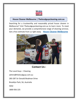 House Cleaner Melbourne | Thelocalguyscleaning.com.au