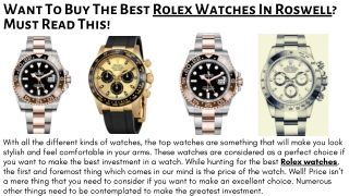 Want To Buy The Best Rolex Watches In Roswell Must Read This!