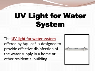 UV Light for Water System