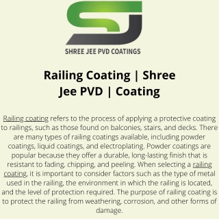 Railing Coating  Shree Jee PVD  Coating