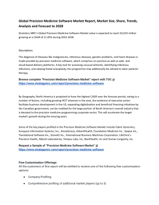 Global Precision Medicine Software Market Report, Market Size, Share, Trends