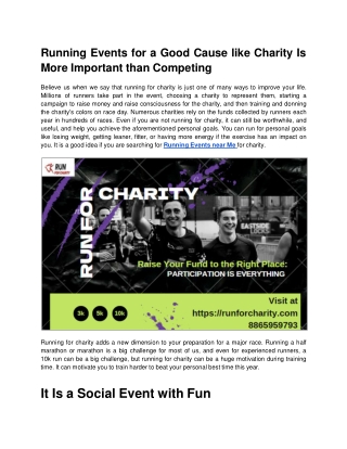 Running Events for a Good Cause like Charity Is More Important than Competing