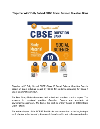 ‘Together with’ CBSE Social Science Question Bank Class 10 for Board Examination