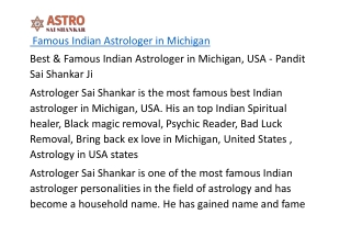 Famous Indian Astrologer in Michigan