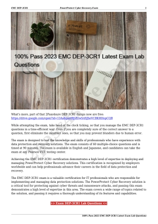 100% Pass 2023 EMC DEP-3CR1 Latest Exam Lab Questions