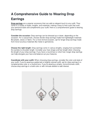 A Comprehensive Guide to Wearing Drop Earrings