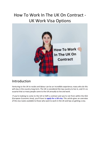How To Work In The UK On Contract - UK Work Visa Options