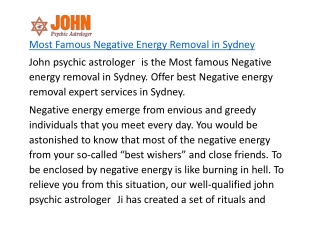 Most Famous Negative Energy Removal in Sydney