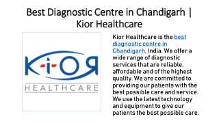 Best Diagnostic Centre in Chandigarh | Kior Healthcare