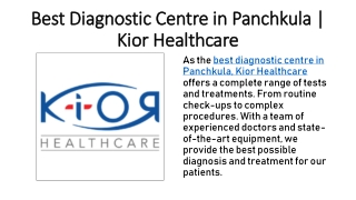 Best Diagnostic Centre in Panchkula | Kior Healthcare