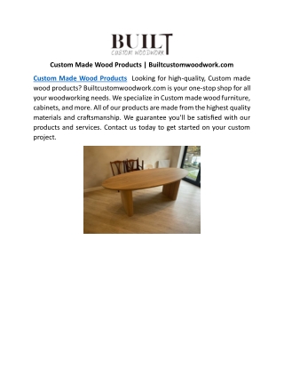 Custom Made Wood Products | Builtcustomwoodwork.com