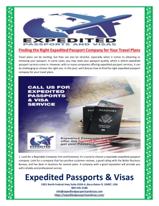 Finding the Right Expedited Passport Company for Your Travel Plans