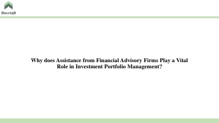 Why does Assistance from Financial Advisory Firms Play a Vital Role in Investment Portfolio Management