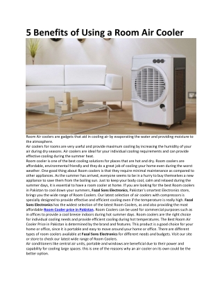 5 Benefits of Using a Room Air Cooler