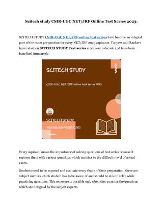 Scitech study CSIR-UGC NET JRF Online Test Series 2023