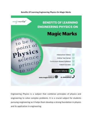 Benefits Of Learning Engineering Physics On Magic Marks