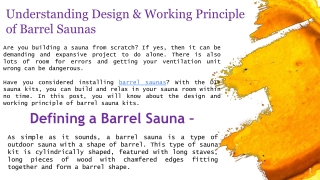 Understanding Design & Working Principle of Barrel Saunas