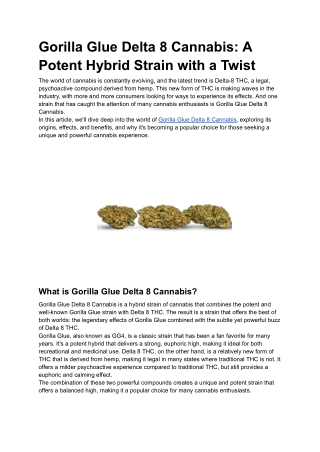 Gorilla Glue Delta 8 Cannabis_ A Potent Hybrid Strain with a Twist