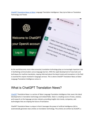 ChatGPT Translation News at Slator Language Translation Intelligence