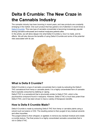 Delta 8 Crumble_ The New Craze in the Cannabis Industry