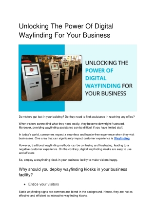 Unlocking The Power Of Digital Wayfinding For Your Business