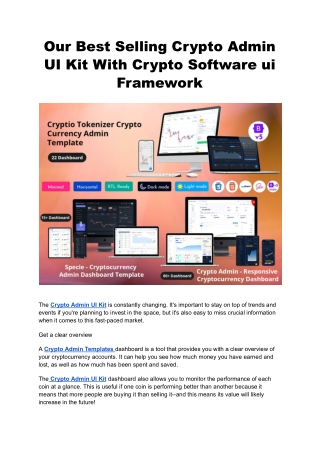 Our Best Selling Crypto Admin UI Kit With Crypto Software ui Framework