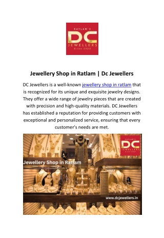 Jewellery Shop in Ratlam | Dc Jewellers