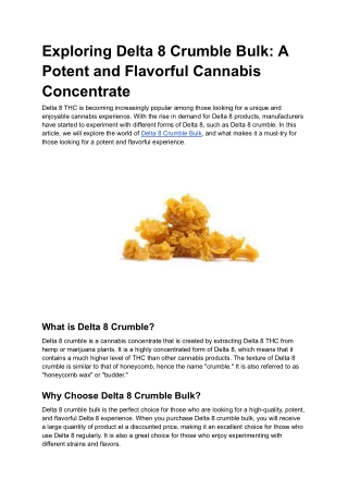 Exploring Delta 8 Crumble Bulk_ A Potent and Flavorful Cannabis Concentrate