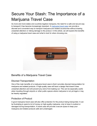 Secure Your Stash: The Importance of a Marijuana Travel Case