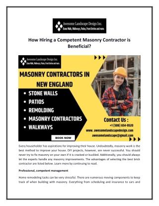 How Hiring a Competent Masonry Contractor is Beneficial?