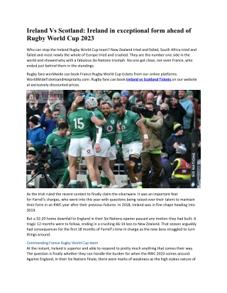 Ireland Vs Scotland Ireland in exceptional form ahead of Rugby World Cup 2023