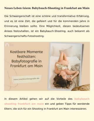 Neues Leben feiern: Babybauch-Shooting in Frankfurt am Main