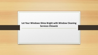 Let Your Windows Shine Bright with Window Cleaning Services Chiswick