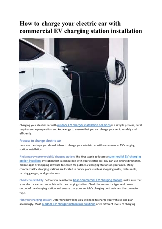 How to charge your electric car with commercial EV charging station installation