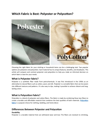 Which Fabric is Best: Polyester or Polycotton?