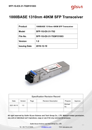 1000BASE 1310nm 40KM SFP Transceiver