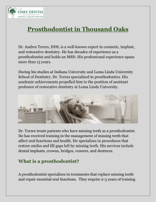 Smile Confidently with Prosthodontics at The Oaks Dental Center