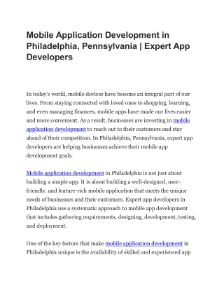 Mobile Application Development in Philadelphia,