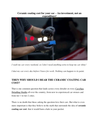 Ceramic coating cost for your car