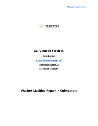 Washing Machine Repair in Coimbatore