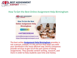 How To Get the Best Online Assignment Help Birmingham.