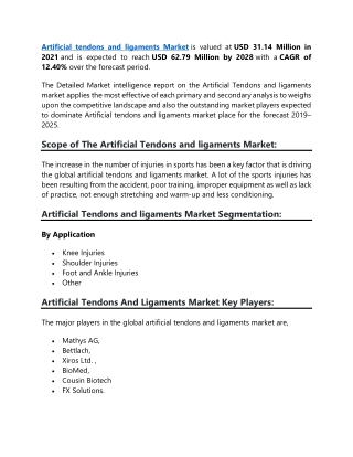 Artificial Tendons and ligaments Market