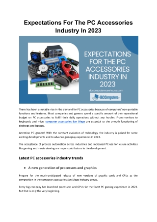Expectations For The PC Accessories Industry In 2023
