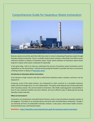 Comprehensive Guide for Hazardous Waste Incineration