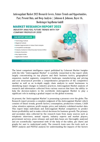 Anticoagulant Market 2023 Research Covers