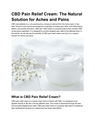 CBD Pain Relief Cream_ The Natural Solution for Aches and Pains