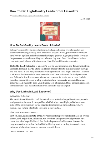 How To Get High-Quality Leads From LinkedIn